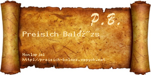 Preisich Balázs névjegykártya